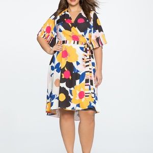 Eloquii Blocked Sleeve Wrap Dress
